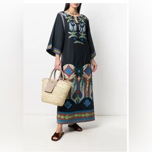 TORY BURCH Embroidered Kaftan Dress In Garden Maze SizeS NWOT Retails $599